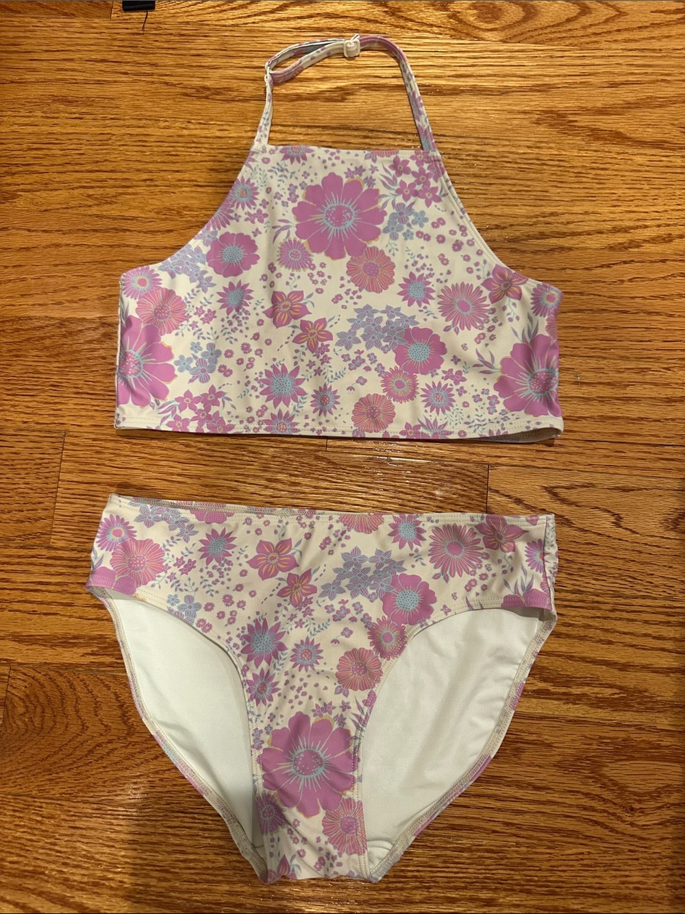 Melrose and Market Pink and Cream Floral Kids Two-Piece Swim Set
